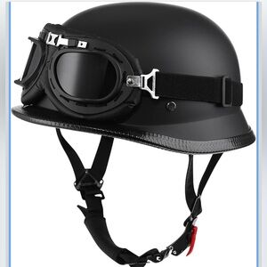 DOT ApprovedHelmet -Half Shell German Motorcycle Helmet with Cycling Glasses L